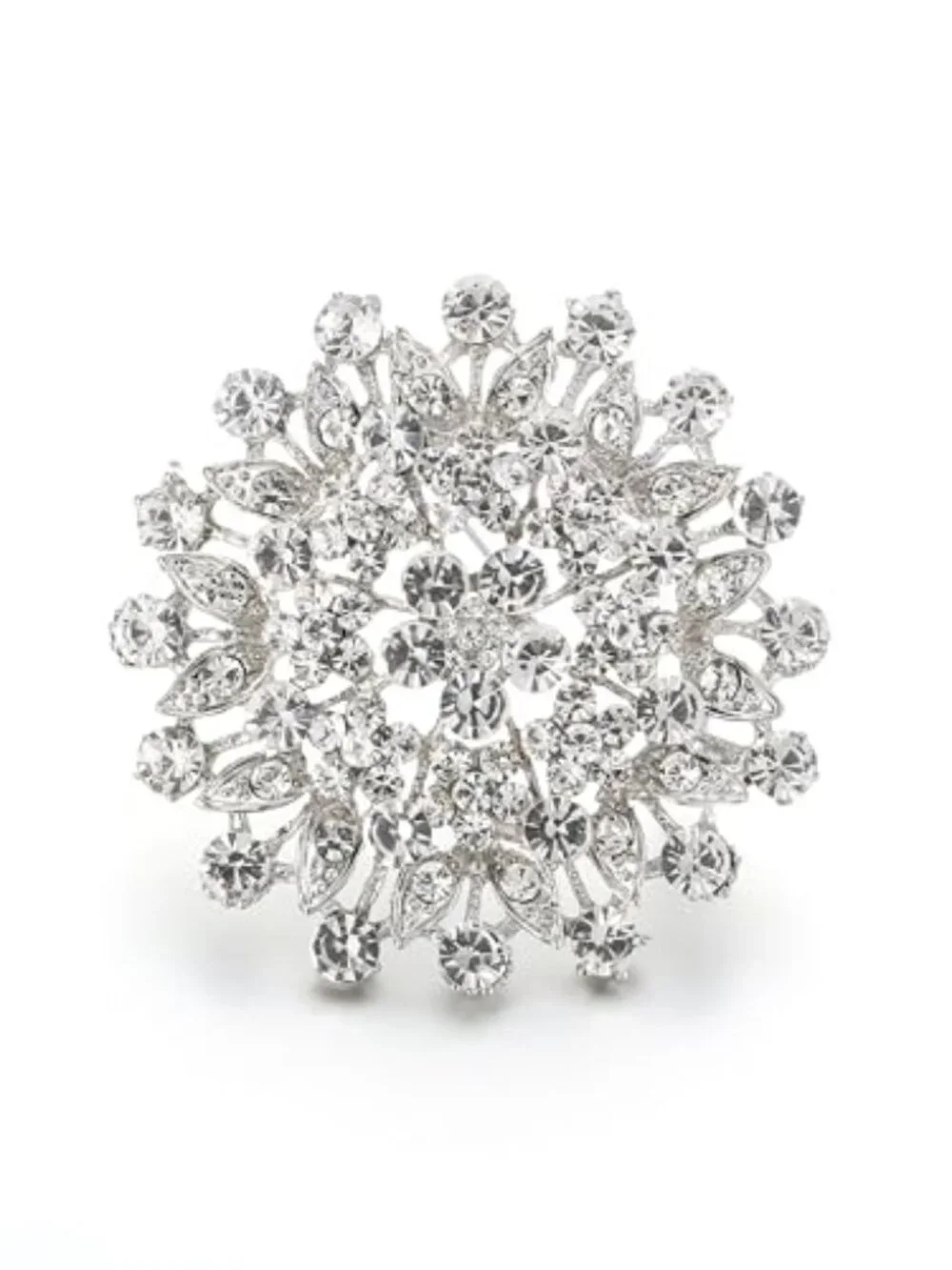 New - Women's Austrian Crystal Elegant Flower Leaf Bridal Corsage Brooch Pin
